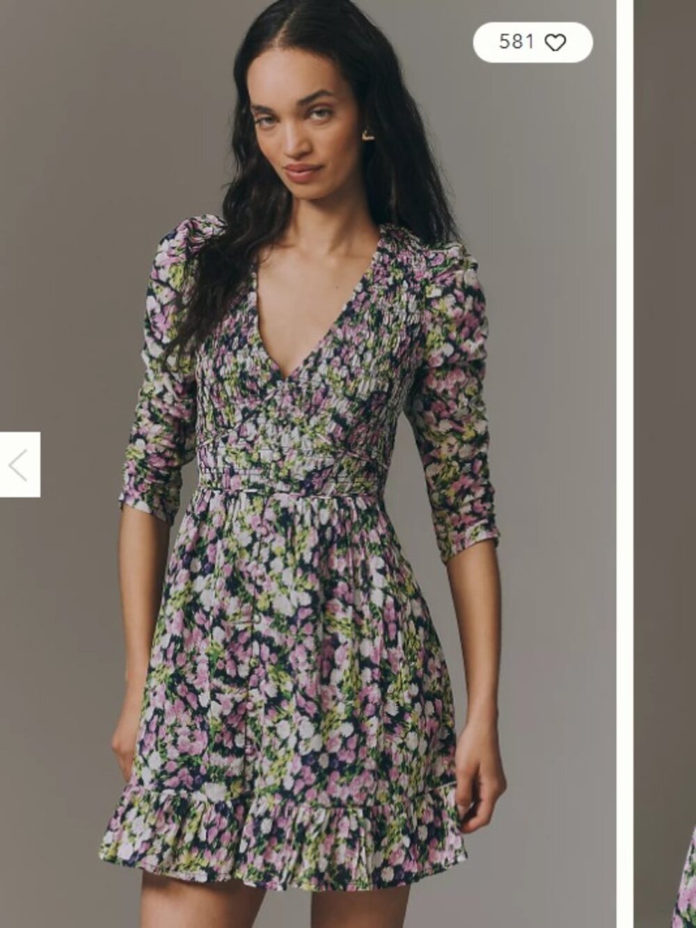 Small NWT By Anthropologie Peregrine Long-Sleeve V-Neck Mini Dress